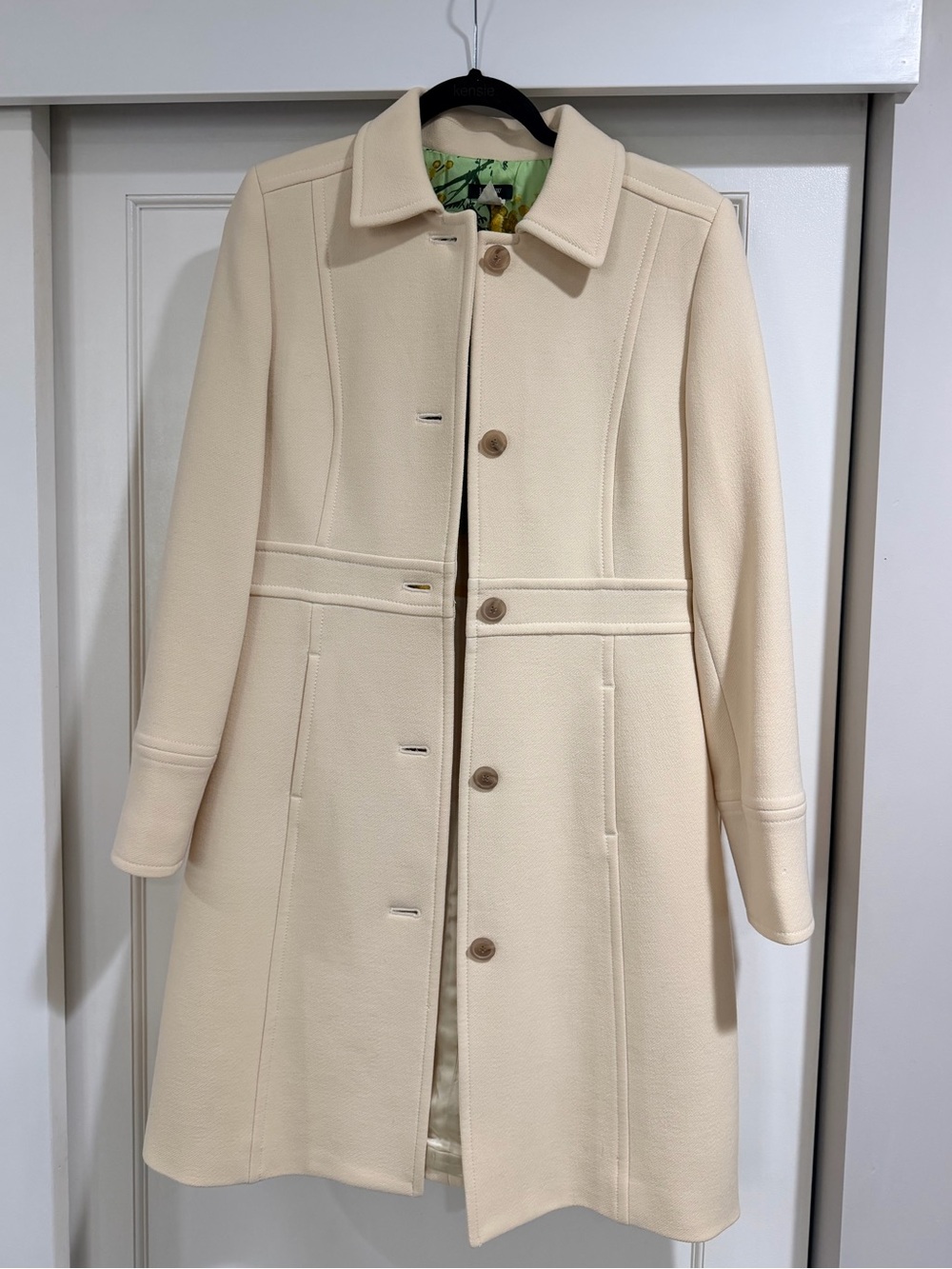 EUC J. Crew Vintage The Lady Day Coat Cream Single-Breasted Double-Cloth Wool